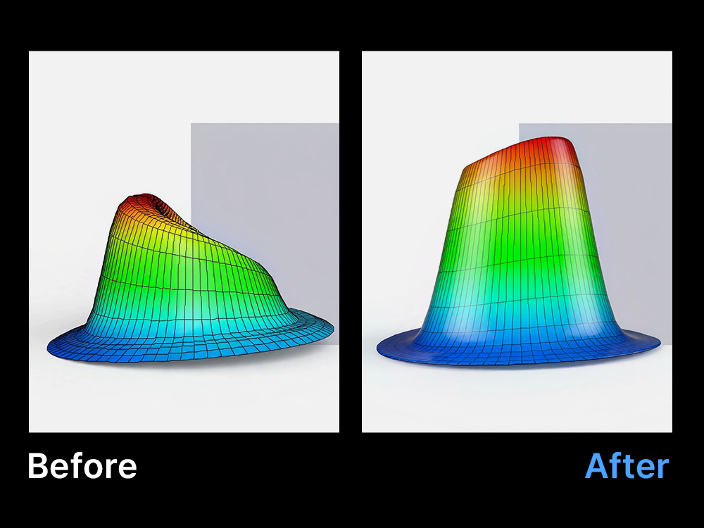 Pore-area elasticity · before & after