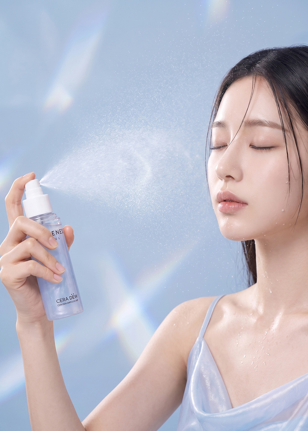 Model applying the mist